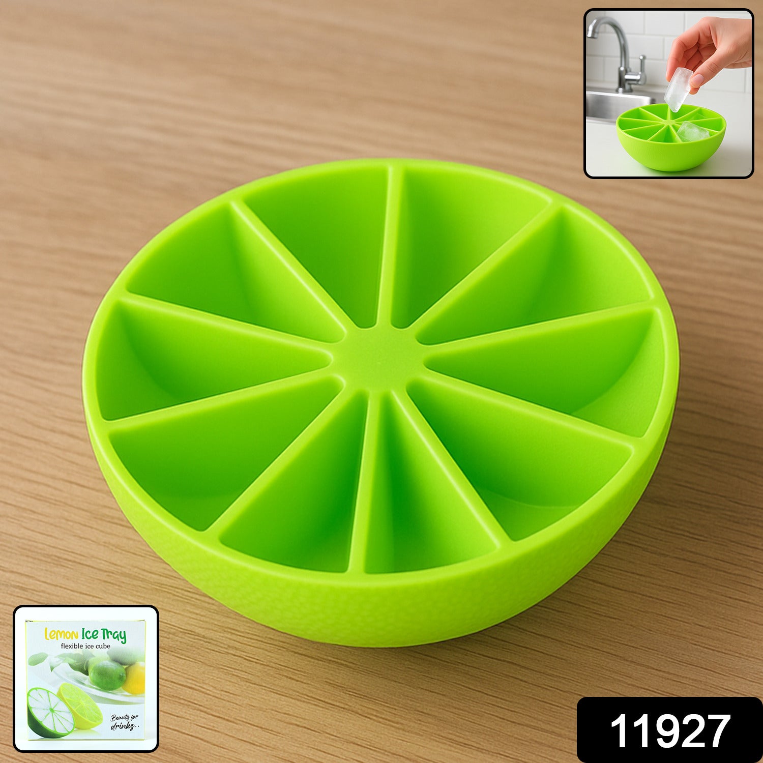 Lemon Shape Flexible Silicone Ice Cube Tray  8-slot Round Ice Mold (1 Pc) Lemon Shape Flexible Silicone Ice Cube Tray  8-slot Round Ice Mold (1 Pc)